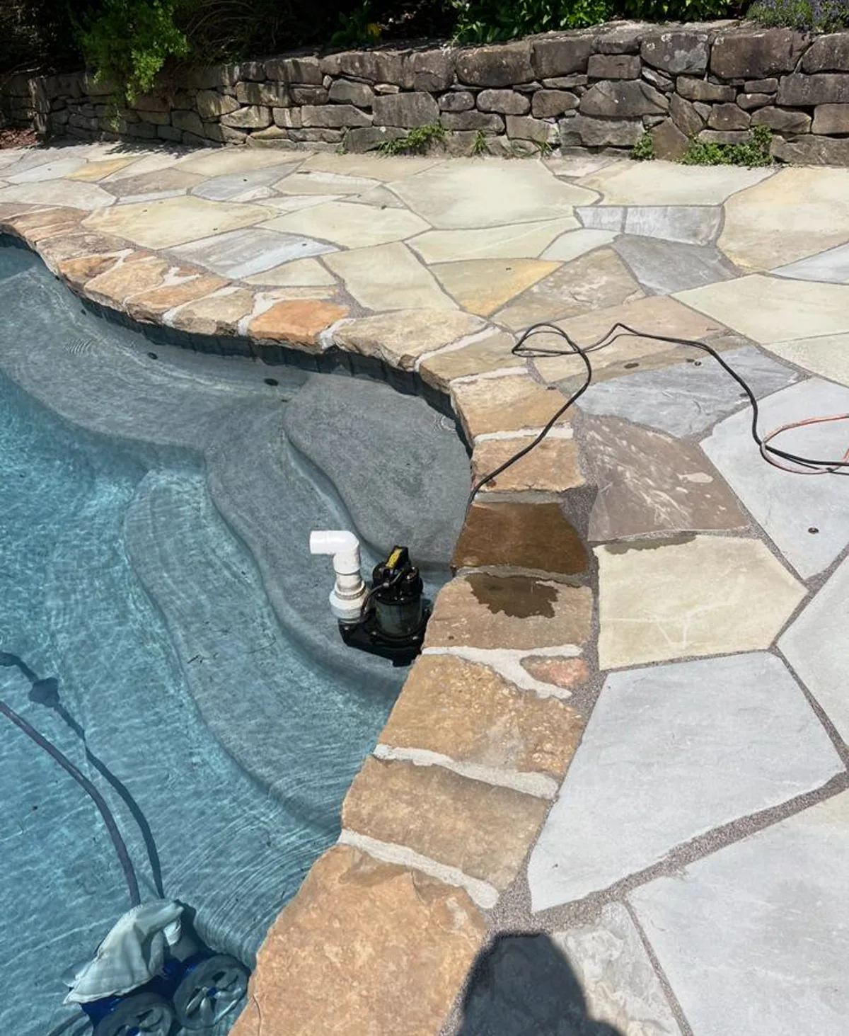 Stonework around a residential pool