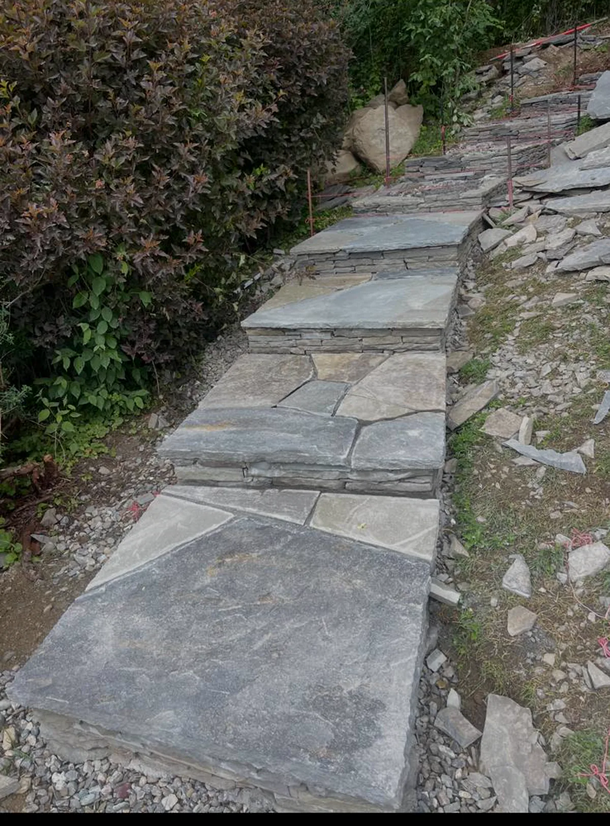 Stone steps and landscape finish work in progress